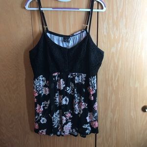 Floral button front babydoll tank